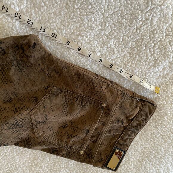 Zara Woman Snake Print Corduroy Skinny Pants Brown Stretch Mid Rise Size 6 - Picture 7 of 9